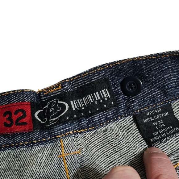 Barcode Jeans Y2K Baggy Wide Leg Denim 32x34 Cargo Stash Pocket Streetwear Skate - Picture 12 of 12